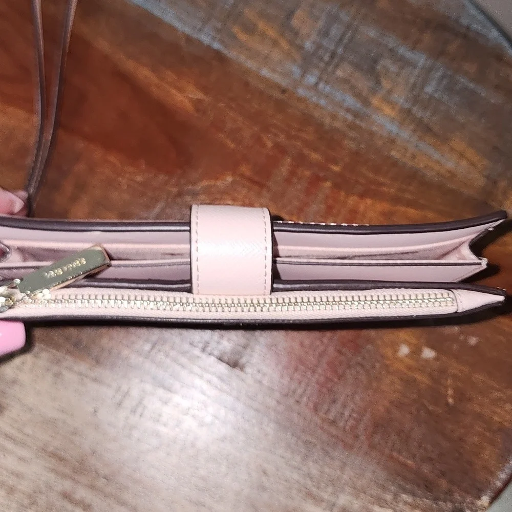 Kate Spade New York Leather Pink Stars Sparkle Wallet Clutch Wristlet